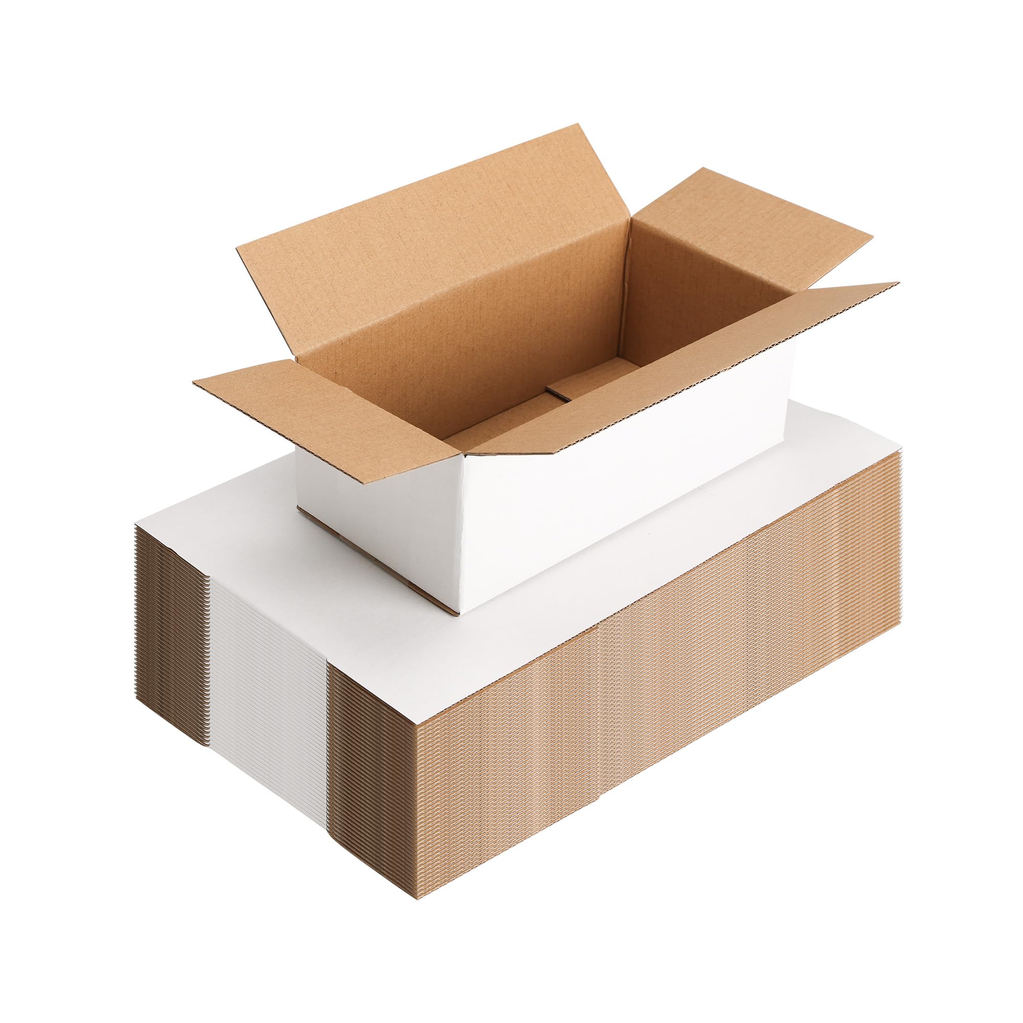 EXYGLO 40 Pack 8x4x3 Shipping Boxes for Small Business, White Corrugated Cardboard Box for Packaging, Moving, Mailing, and Storing