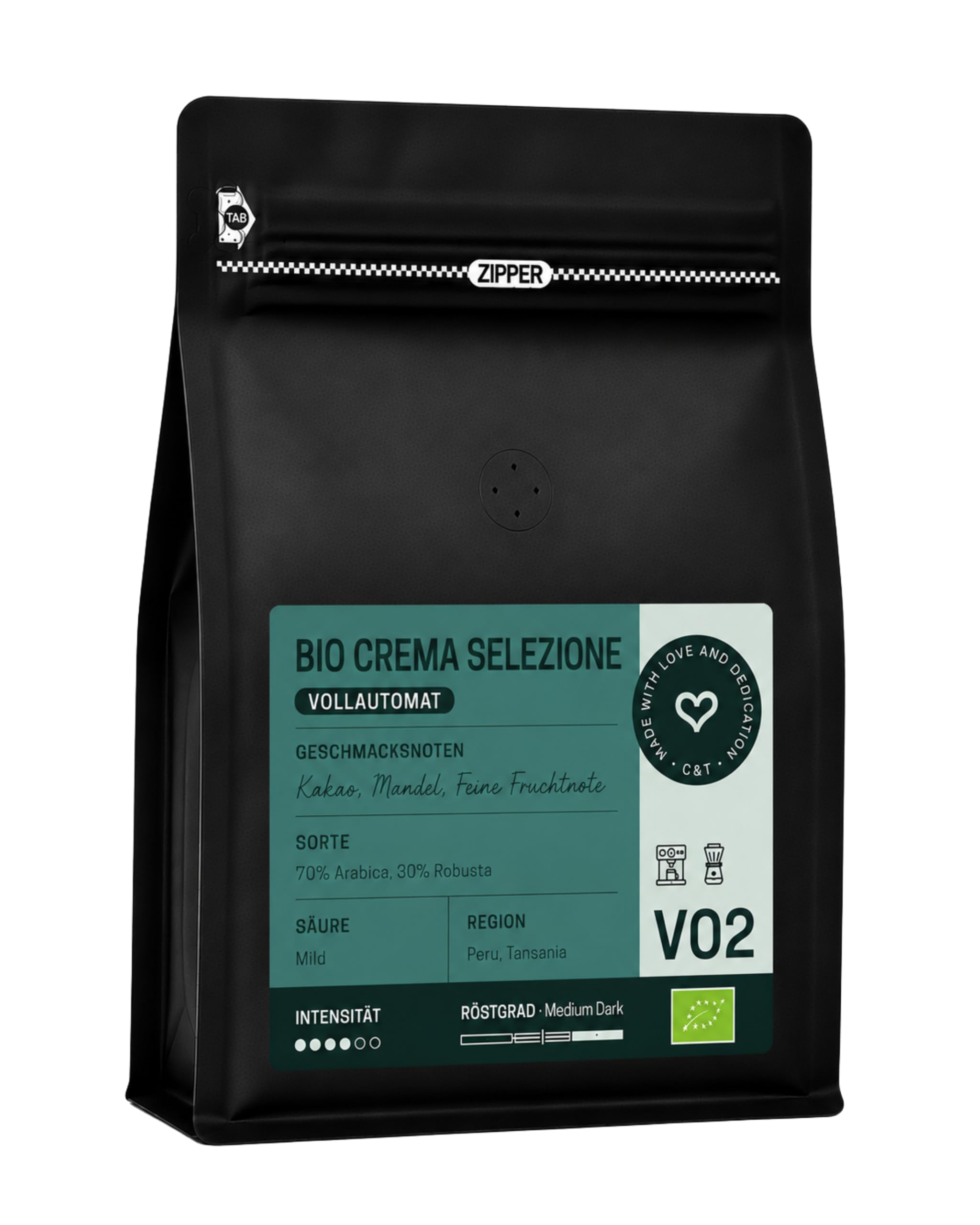 C&T Bio Crema Selezione Kaffeebohnen (3x1000g) | Ideal für den Vollautomaten & Siebträger | Säurearmer Crema Kaffee | 4/6 Intensität | Kakao, Mandel & feine Fruchtnoten | Gemahlen