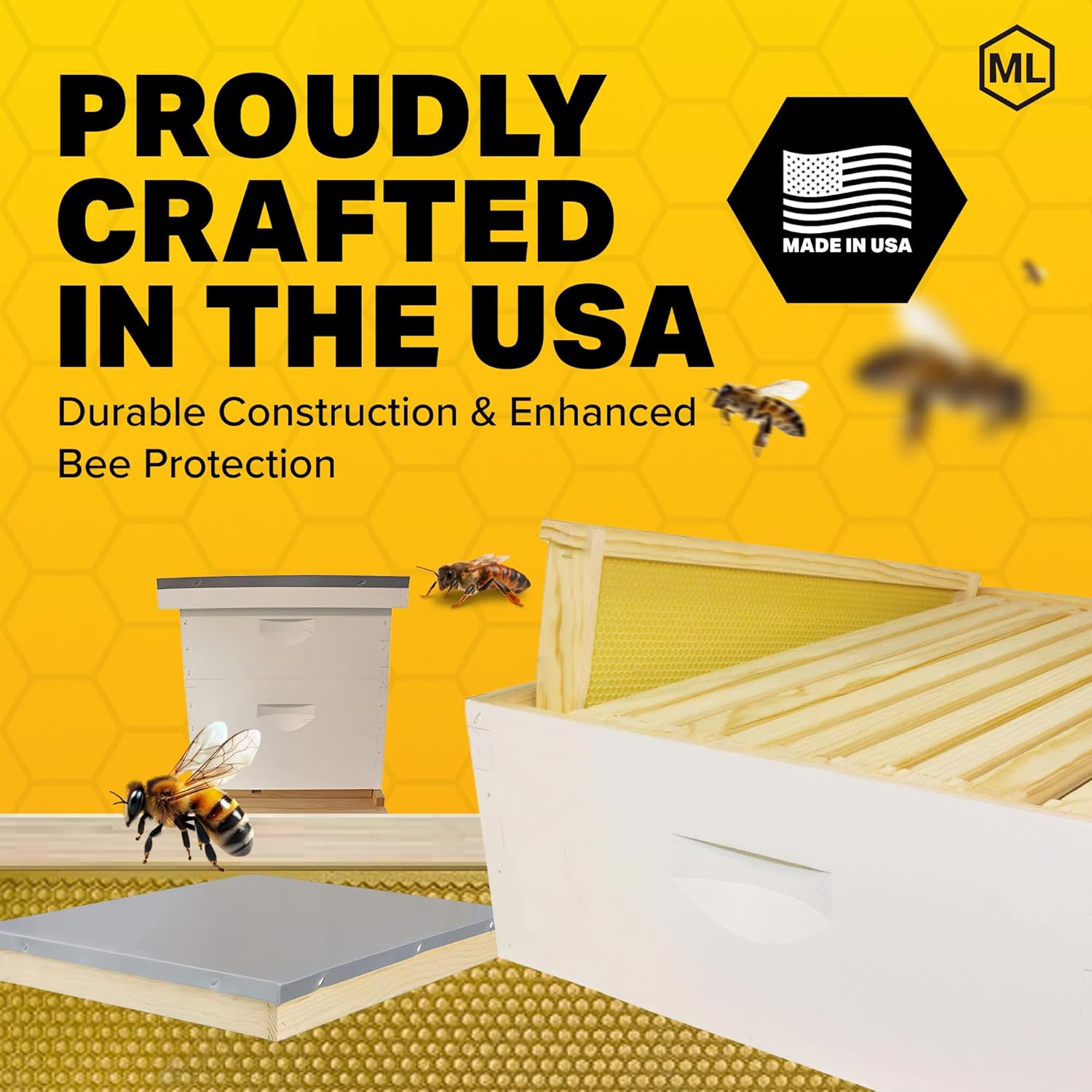 Mann Lake Complete Hive Kit Combo, Includes 1 Deep and 1 Medium Super Box, Quality Pine, Ideal for Beekeeping Beginners, Made in USA, 10 Frame, Painted