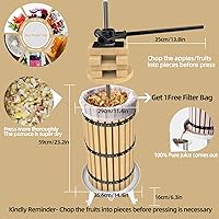 Vista 2 de SQUEEZE master Prensa de Frutas - 7.9 Galones/30L - Cesta de Madera Maciza Prensa de Vino - Exprimidor Tradicional Vintage - 6 Bloques de Prensa