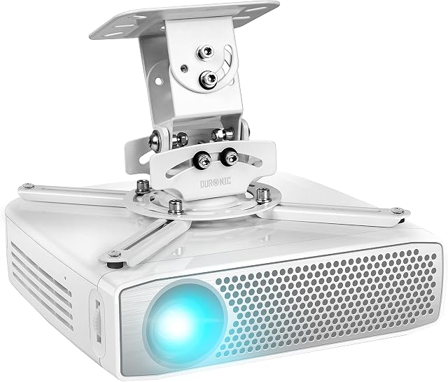 Duronic Projector Mount Stand for Ceiling or Wall Bracket PB05XB | 13.6kg Capacity | Universal Heavy Duty Adjustable Clamp | Tilt Swivel Rotate | White