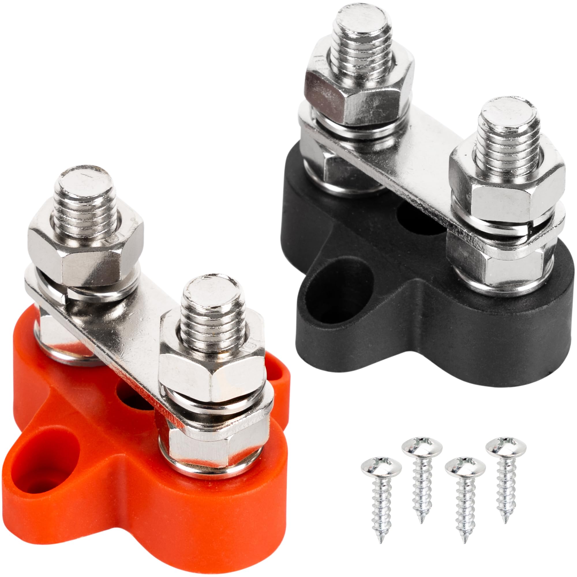 BlueStars 2-Pack 5/16" M8 Dual Bus Bar Max 48V DC250A - Power Distribution Block, Insulated Studs Battery Junction Terminal Post - Compatible with Car