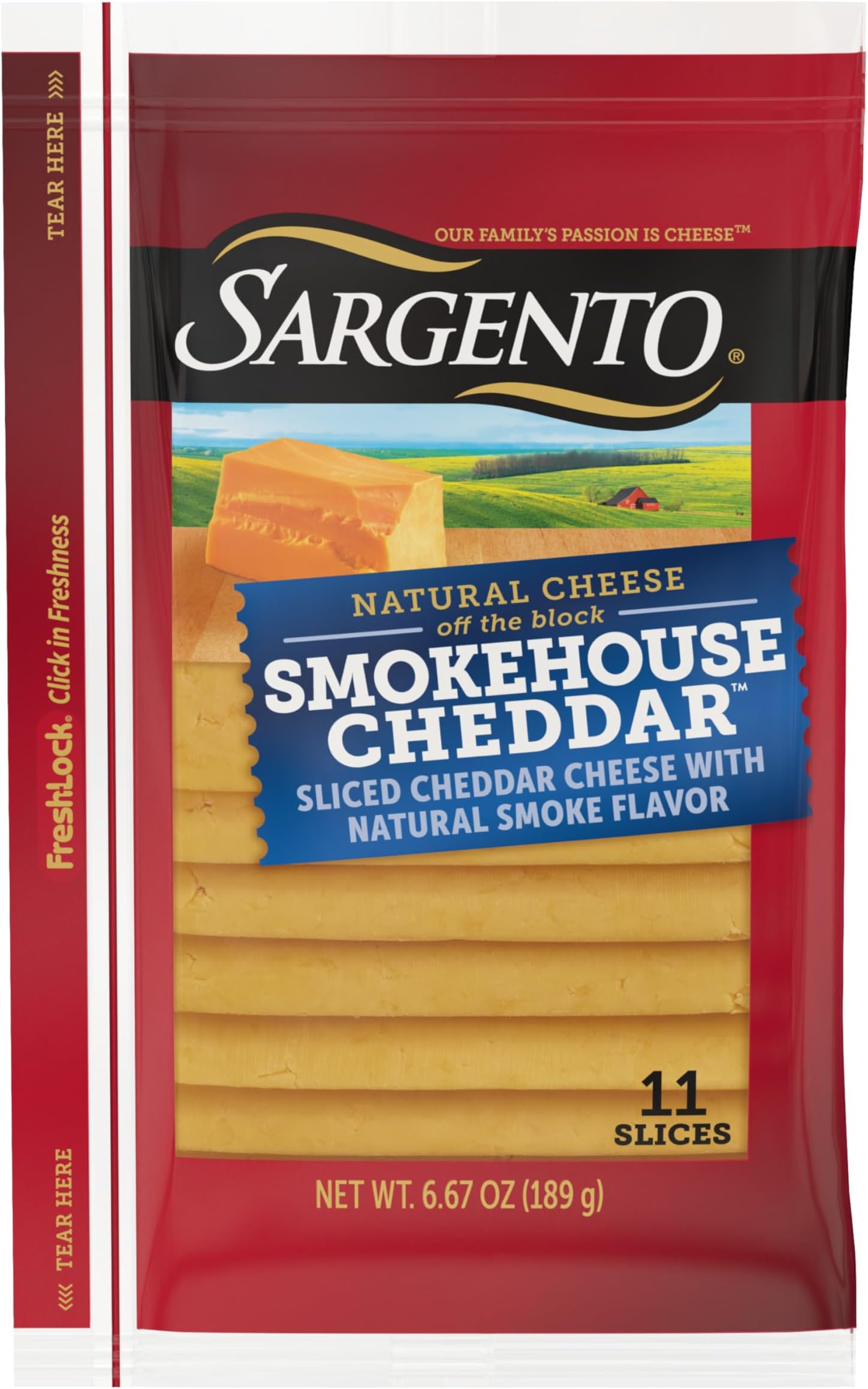 Sargento Natural Smokehouse Cheddar Sliced Cheese, 11 Slices