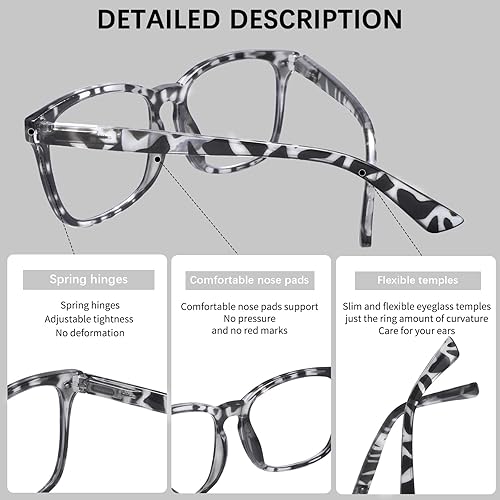 Miniatura 3 de VIDEBLA Paquete de 5 lentes de lectura con bloqueo de luz azul, bisagra de resorte para mujeres y hombres, lentes Nerd con filtro de rayos UV
