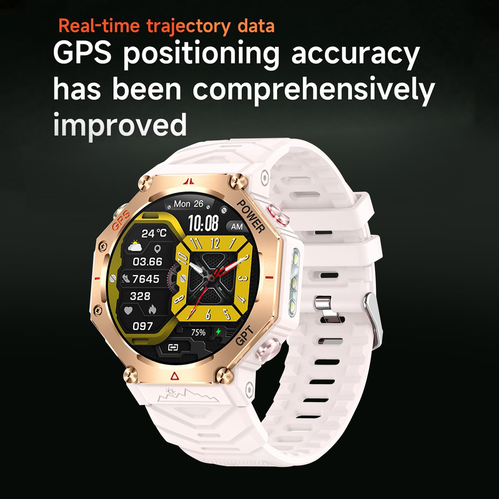 Sxhlseller Orologi Intelligenti per Uomo Donna, Orologio Sportivo con Supporto Posizione GPS GPT, Ricarica Magnetica, Smartwatch Impermeabile con Torcia per IOS per Android (PINK)
