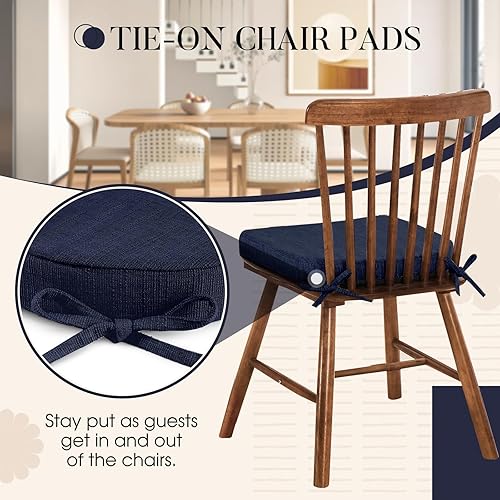 Vista 19 de Basic Beyond Cojines para sillas de comedor, 4 unidades, cojines de espuma viscoelástica con lazos y respaldo antideslizante, almohadillas para Gris