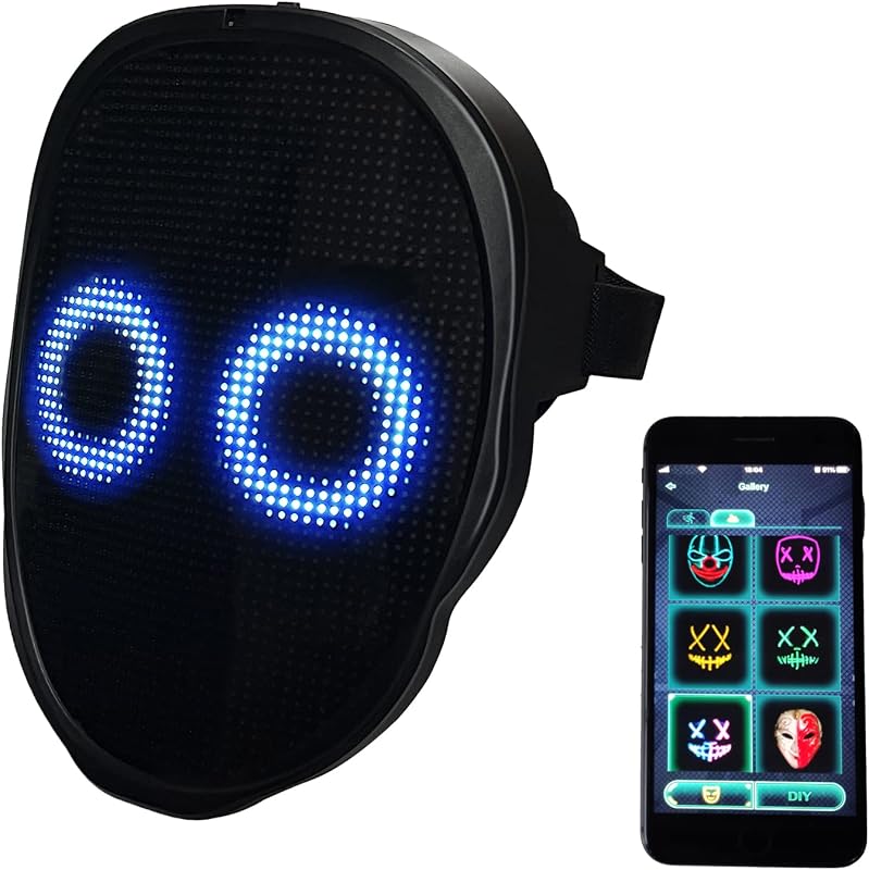 MOYACA LED Maszk Gesztus Érzékeléssel, Világító Halloween Jelmez Cosplay Farsang