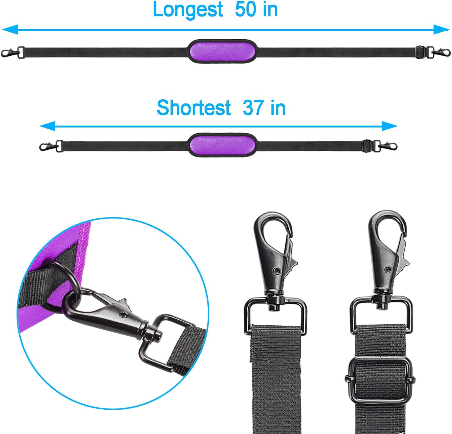 Shoulder Strap Universal Replacement Laptop Metal Hooks Adjustable Bag Strap Briefcase Computer Messenger Bag Laptop Notebook Case by YOUSHARES (Purple)