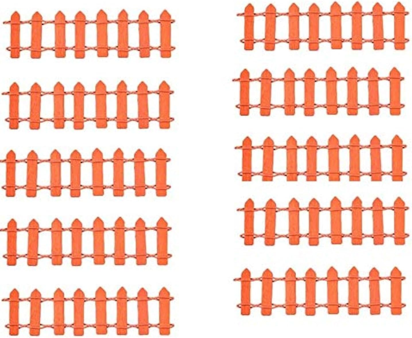 BHOOLU&GOOLU Fence Miniatures for Fairy Garden Ornamental Decorative Fencing- Orange-(10 pcs/Set)