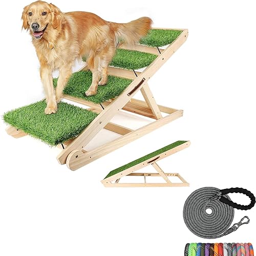 Miniatura 1 de NTR Correa larga para perro + rampa para perro para cama, rampas grandes para perros pequeños para camas altas, rampas para mascotas, 45 pulgadas de