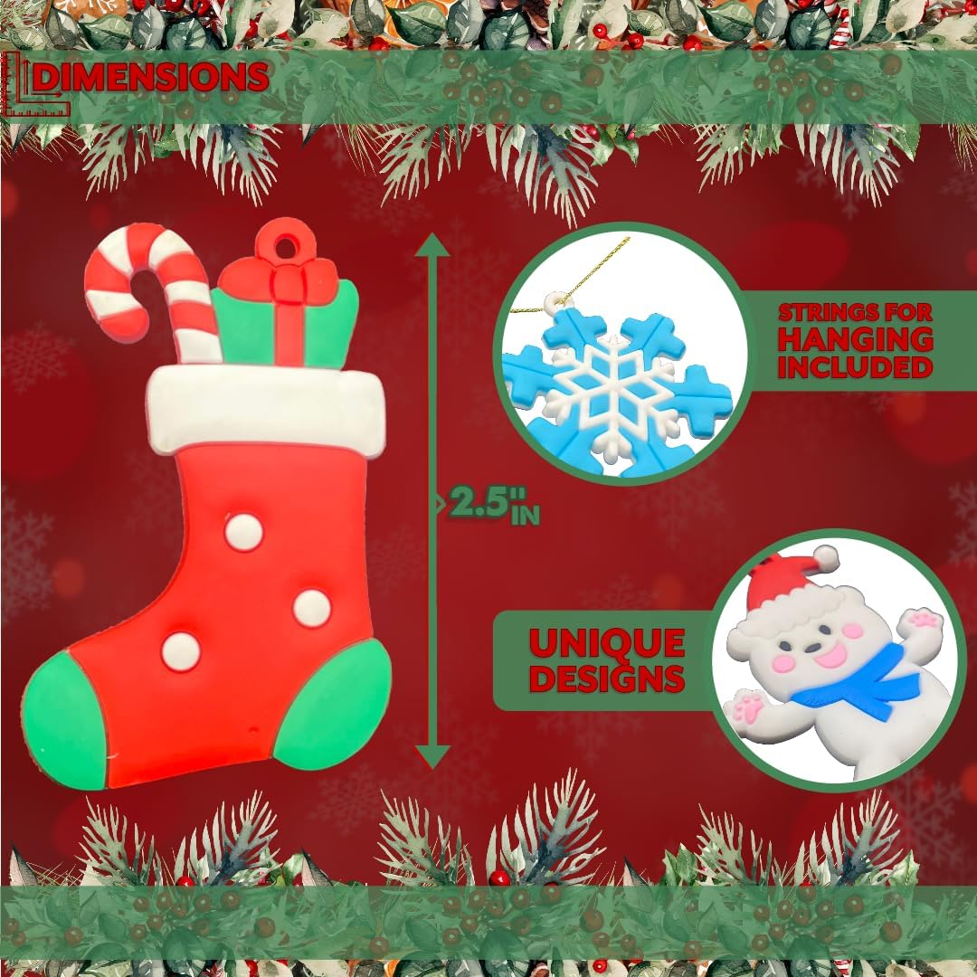 JDS Toy Store (13 pk) Assorted Christmas Theme Ornaments - Holiday Themed Ornament Set for Christmas Tree, Wreath, Garland - Durable Assorted Hanging Xmas Decorations, 13 Styles