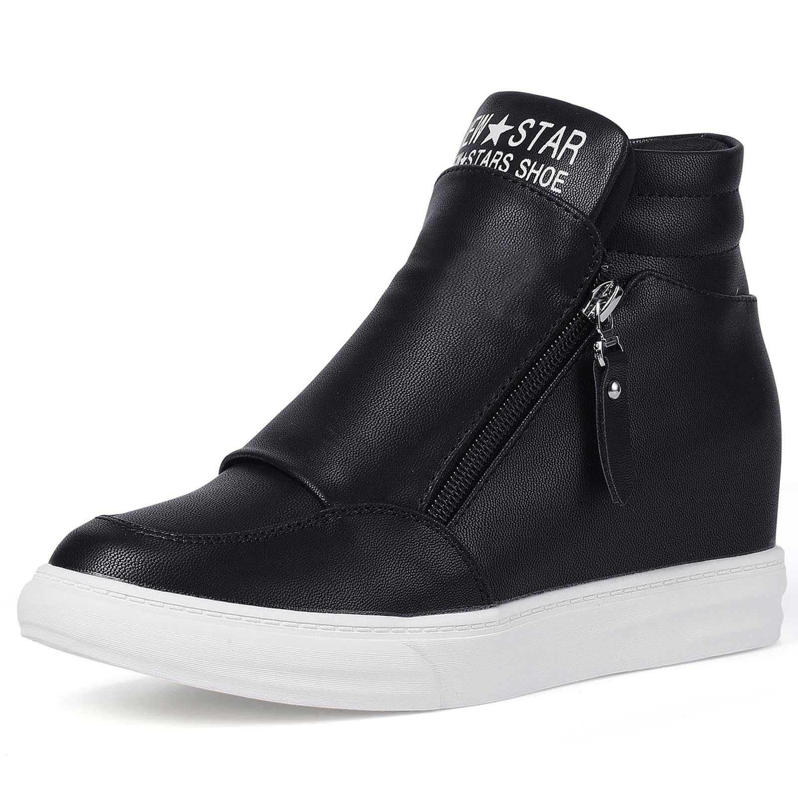 Ckrola Womens Fashion Platform Shoes Hidden Wedge Heel High Top Sneakers for Women Platform Boots Working Shoes Women