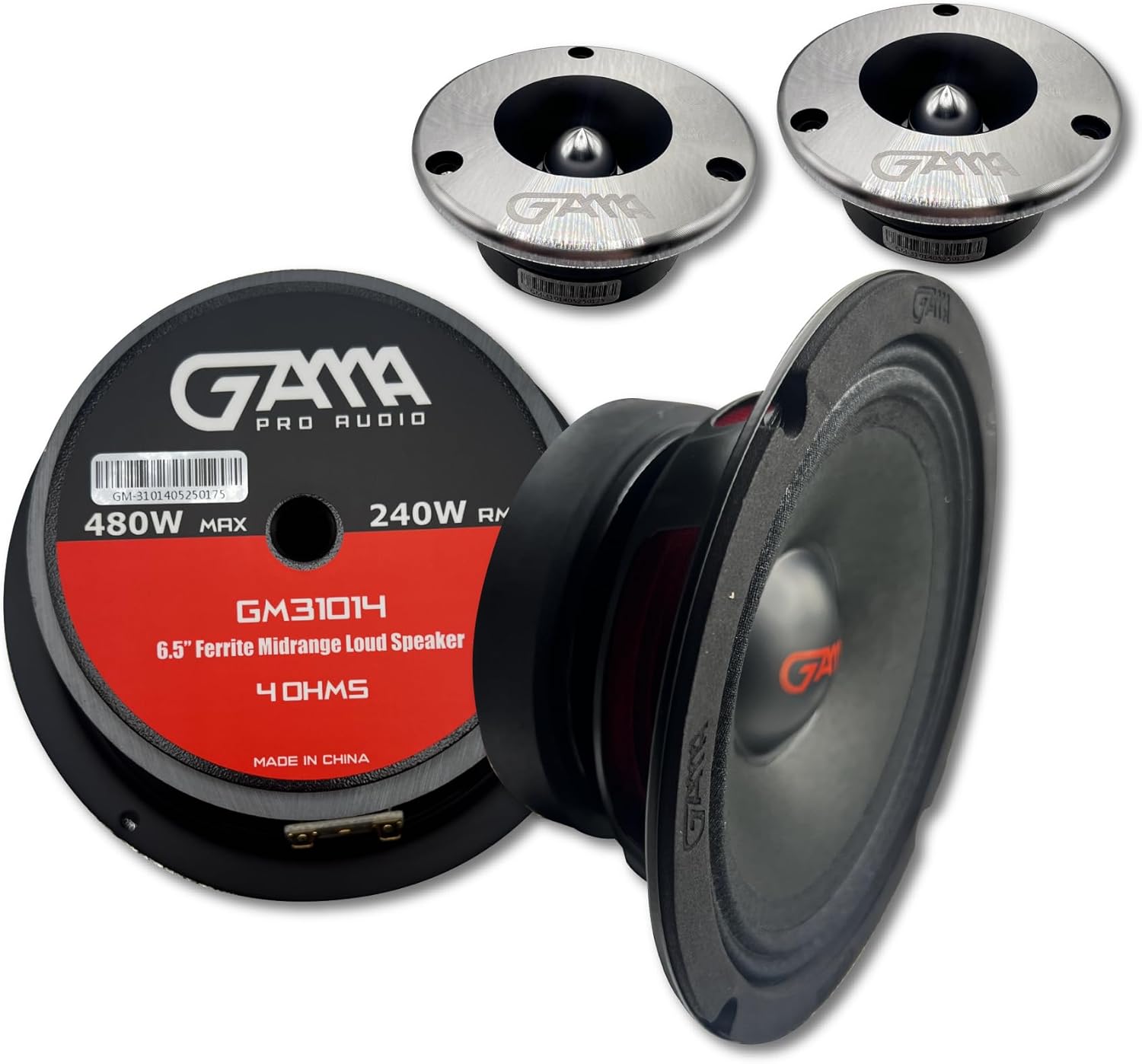 GAMA Audio FE‑D6.4 6.5" Midrange Loudspeakers (2 Pack), High‑Efficiency 4‑Ohm Street Audio Drivers