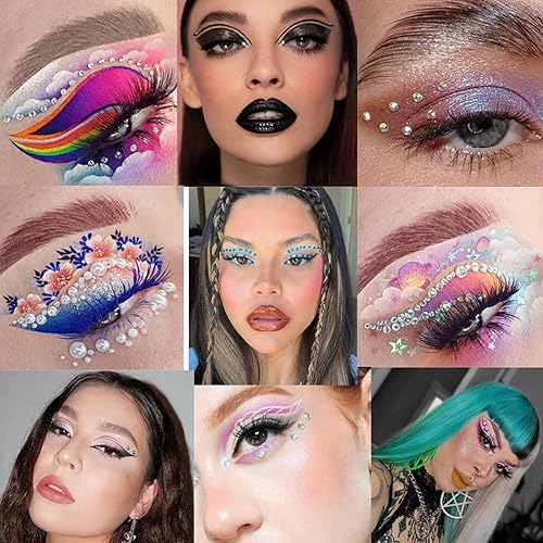 Miniatura 7 de Gemas para la cara de sirena, calcomanías de diamantes de imitación, autoadhesivas, ojos, cuerpo, cara, cristal, AB, maquillaje, perlas, tatuaje,