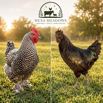 Musa Meadows Olive and Rainbow Hatching Eggs, 12 Fertile Farm Fresh Eggs, Easter Egger and Olive Egger Mix, Pasture Raised Free Range