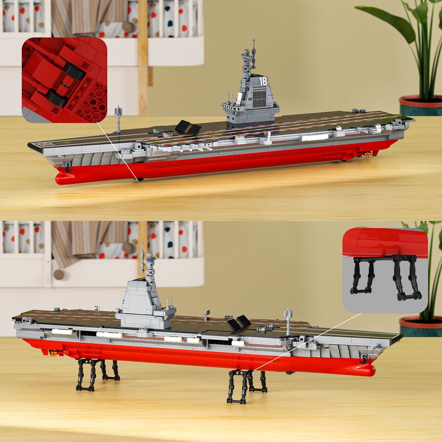 Aircraft Carrier WW2 Military Battleship Building Block Set, Large-SizedCruiser Toy, Military Battle Ship with Helicopter and City Lifeboat, Compatible with Lego Sets for Adults (1514pcs)