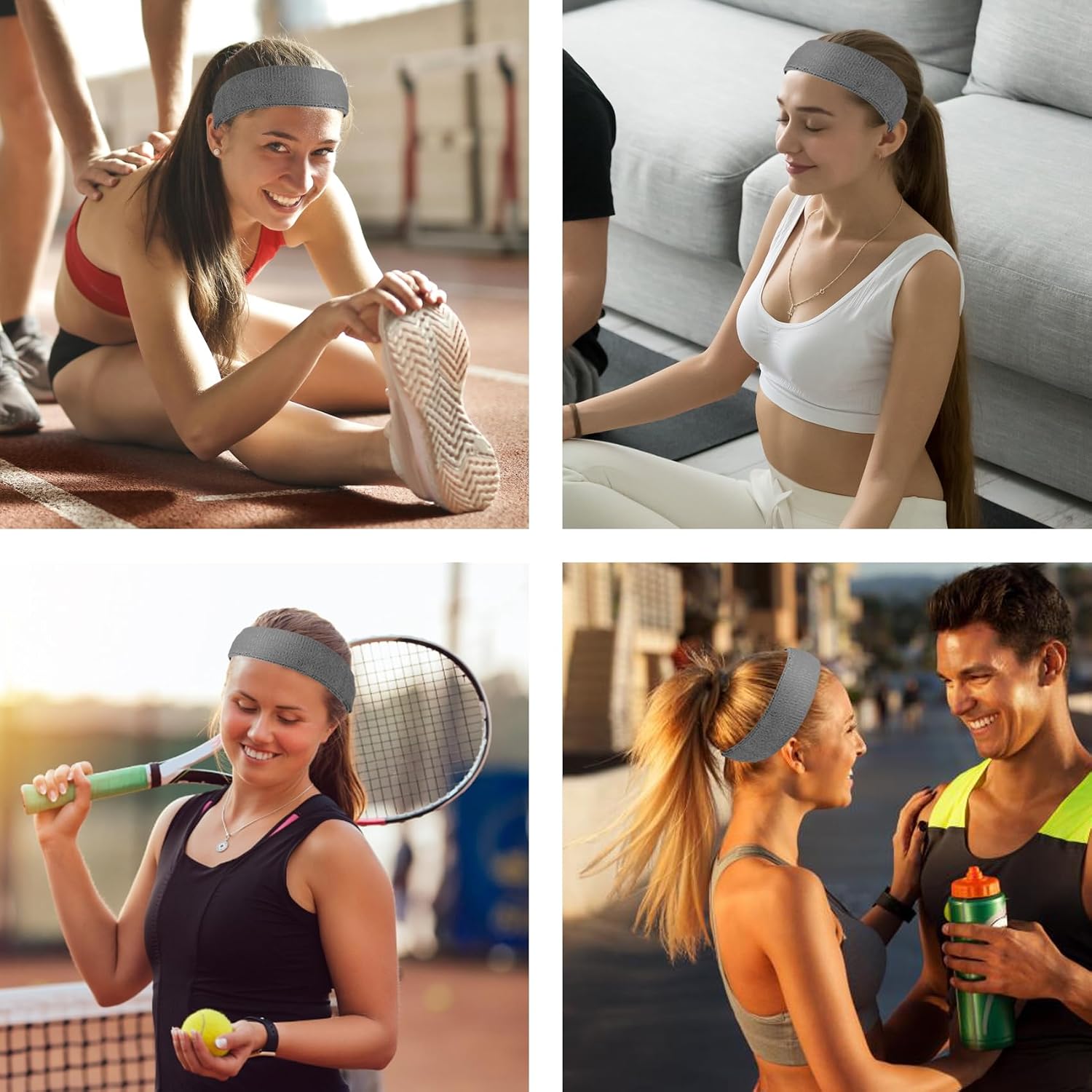 2 Pack Sweat Band, Sweat Bands Headbands for Men, Women, Sports, Tennis, Running, Gym, Workout