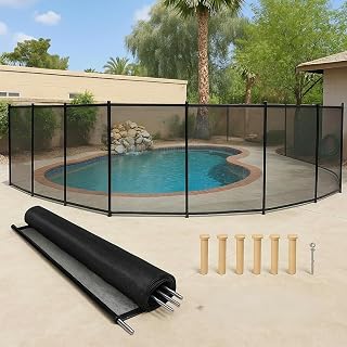 4 ft. X 15 ft. DIY Pool Safety Fence, Child & Pet Backyard Barrier, Temporary Mesh Pool Fence for Backyard, Removable for Inground Swimming Pools, Black