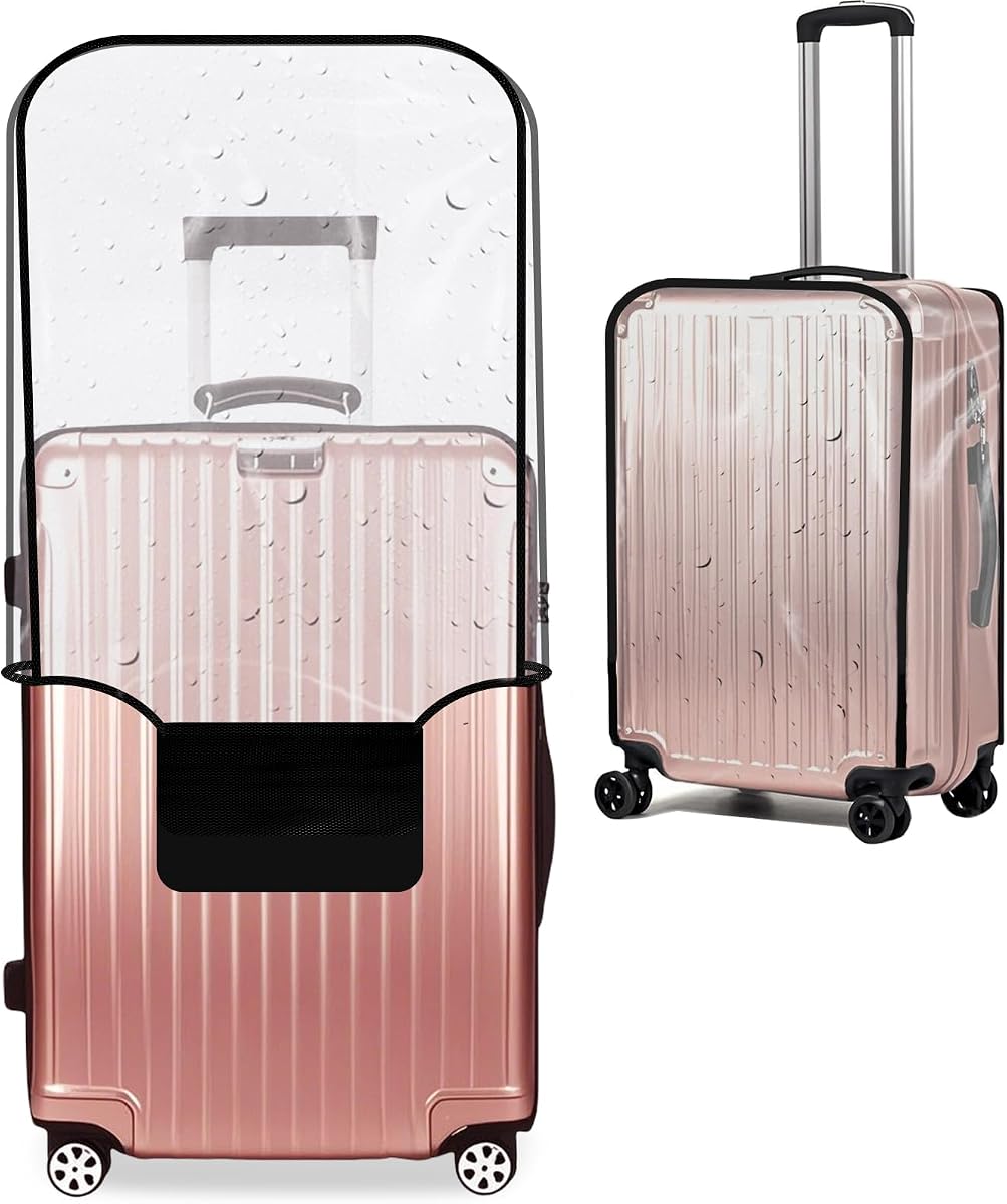 28 Inch Luggage Cover for Suitcase Waterproof Dust-Proof Travel Sleeve | Baggage Cover Clear PVC Protective Sleeve for Wheeled Luggage