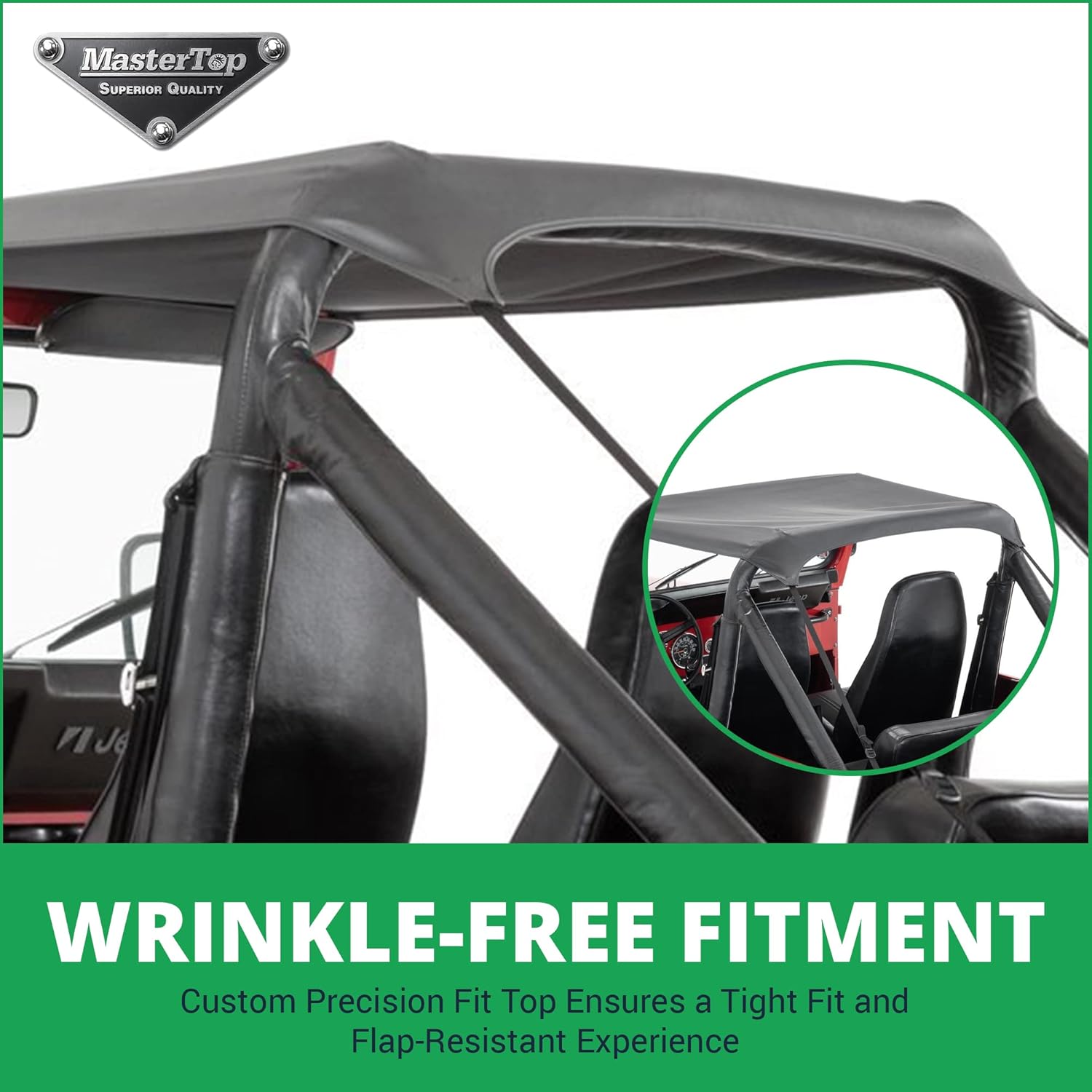 MasterTop Windshield Channel - Fits Jeep Wrangler CJ and YJ 1976-1995 - Provides Weather Tight Fit for Bimini Soft Top - Mounts to Factory Wind Shield Holes - Black Powder Coat Finish