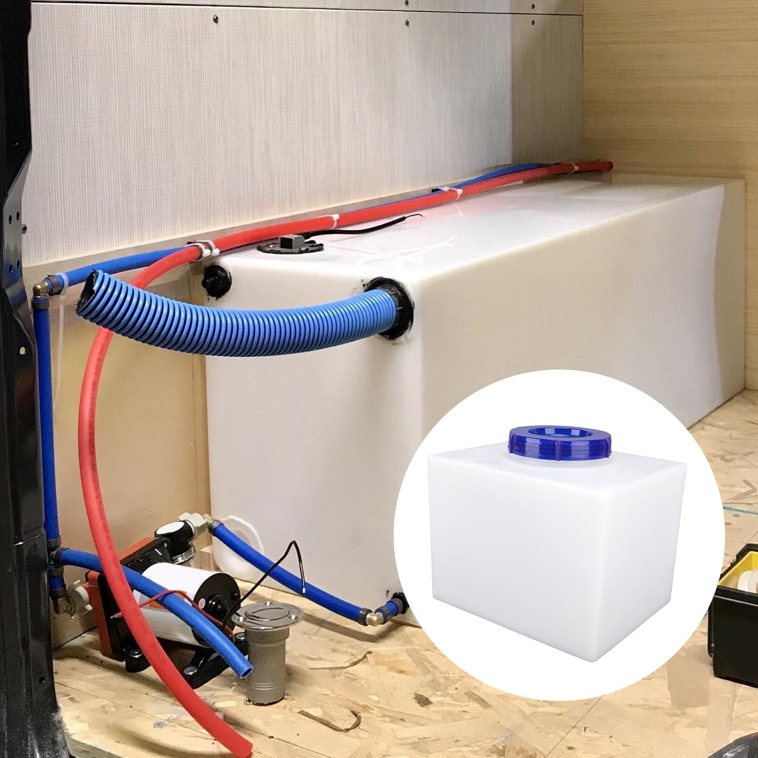 Yunir RV Water Tank, Fresh Water Storage Container 3 Gallon 10L with Food Grade LLDPE Structure, for Trailer Marine Boat Camping