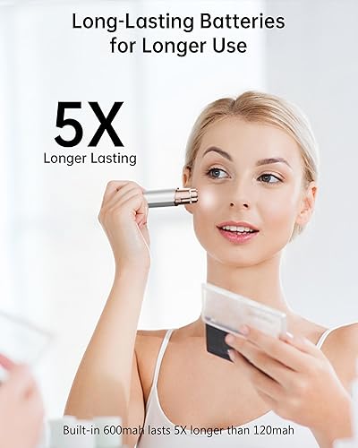 Miniatura 3 de KEESON Depilación facial para mujeres, recortadora eléctrica 2 en 1 de cejas con luz LED, dispositivo de depilación recargable, afeitadora facial,