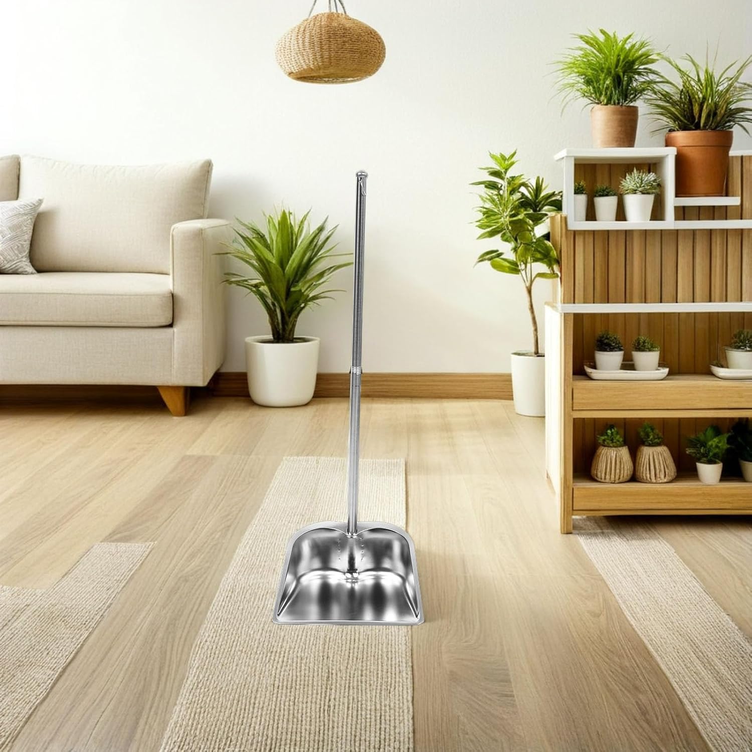 Commercial Dust Pan: Tall Upright Dustpan - Wide Mouth Steel Cleaning Pan - Heavy Duty Metal Dustpan - Garbage Shovel for Workshop Yard Floor Sweeping