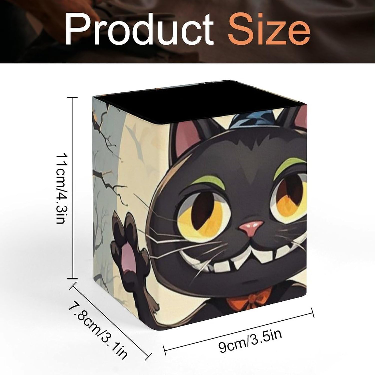 Evil Cat Leather Pen Holder for Office, Modern Pencil Holder image 2