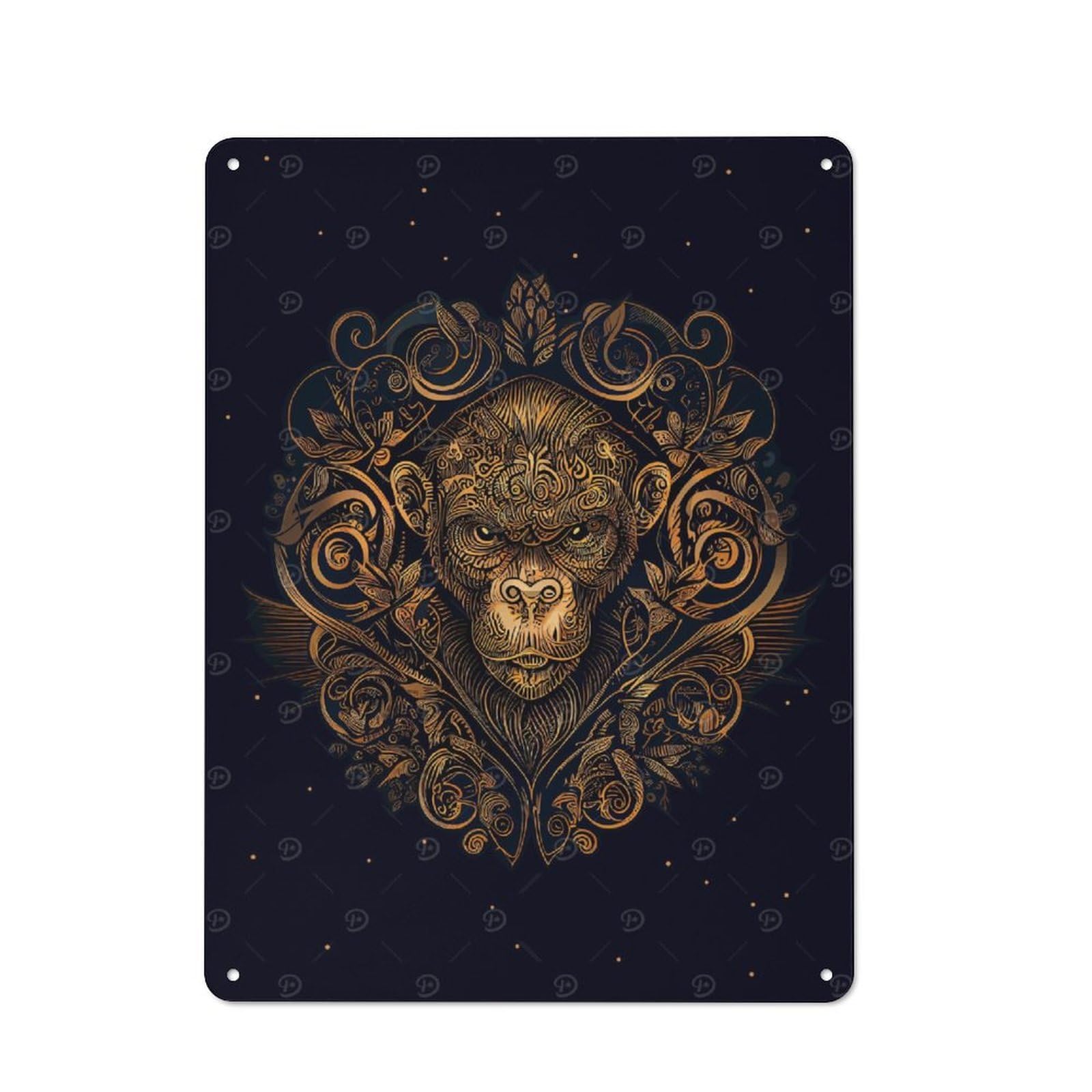 Junmoney Style-21 Retro Metal Sign With Chinese New Year Monkey Design 40X30cm, Distressed Look Retro Room Decor For Living Room, Hallway, Kitchen Or Cafe