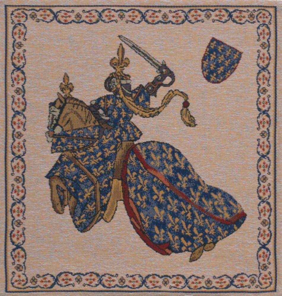 Tournament of Knights 2 Belgian Woven Cushion Cover - 16 x 16" Handmade Pillow for Living Room - Tapestry Cushion for Indoor - Bedroom Decorative Pillow Covers - Cushion Cover for Sofa Bed & Couch