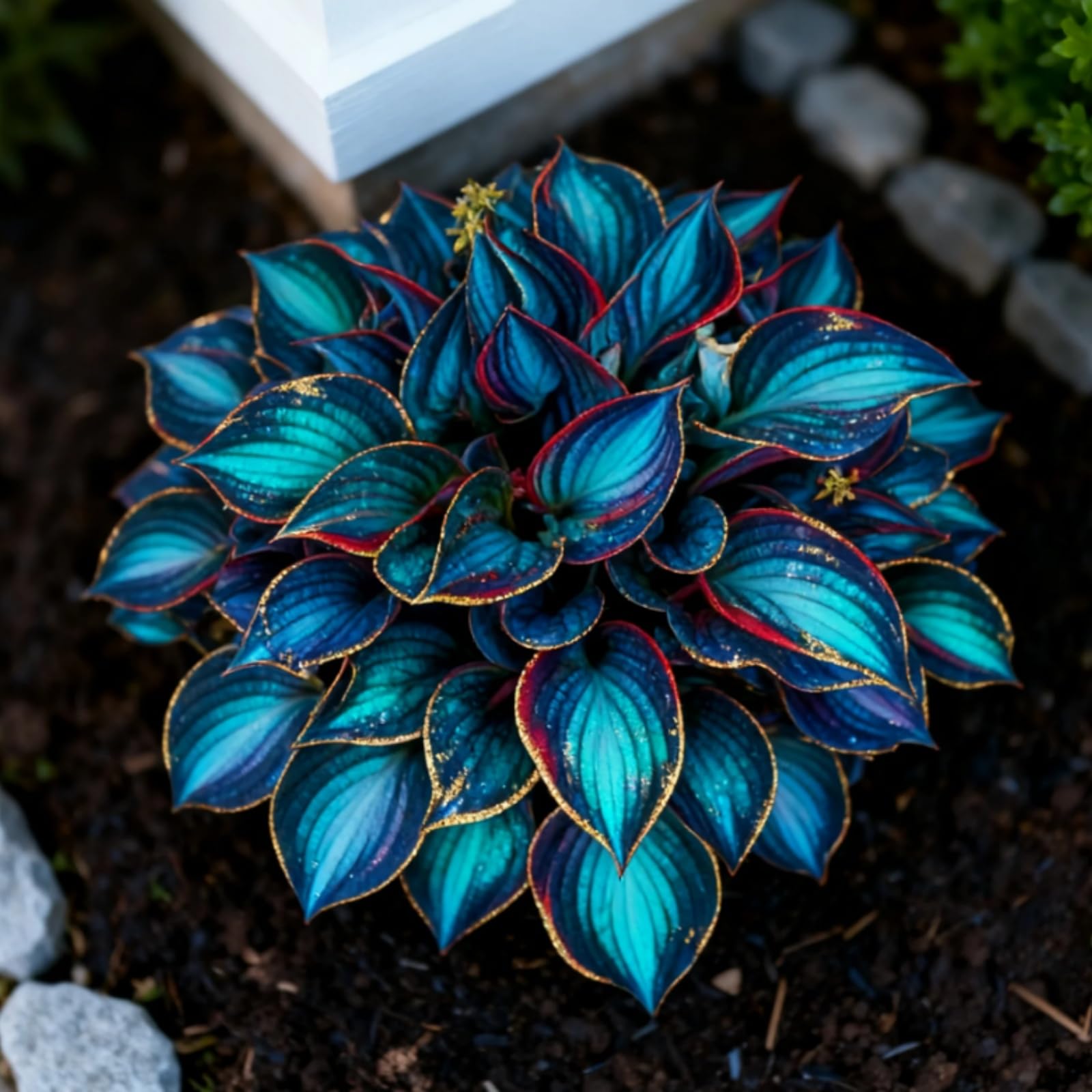 Midnight Blue Hosta，Hostas Bulbs UK,Potted-Plants-Rhizome,Hosta Plants for Garden,That Grow Fast,Excellent Display-8Rhizomes-C