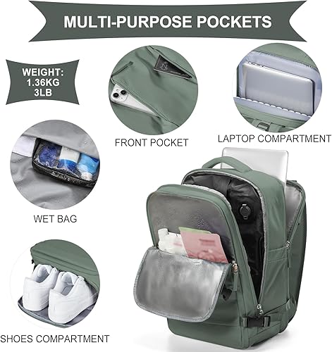 Miniatura 332 de coowoz Mochila de viaje grande para mujeres y hombres,Mochila de transporte,Mochila de senderismo impermeable para deportes al aire libre, Azul, 45