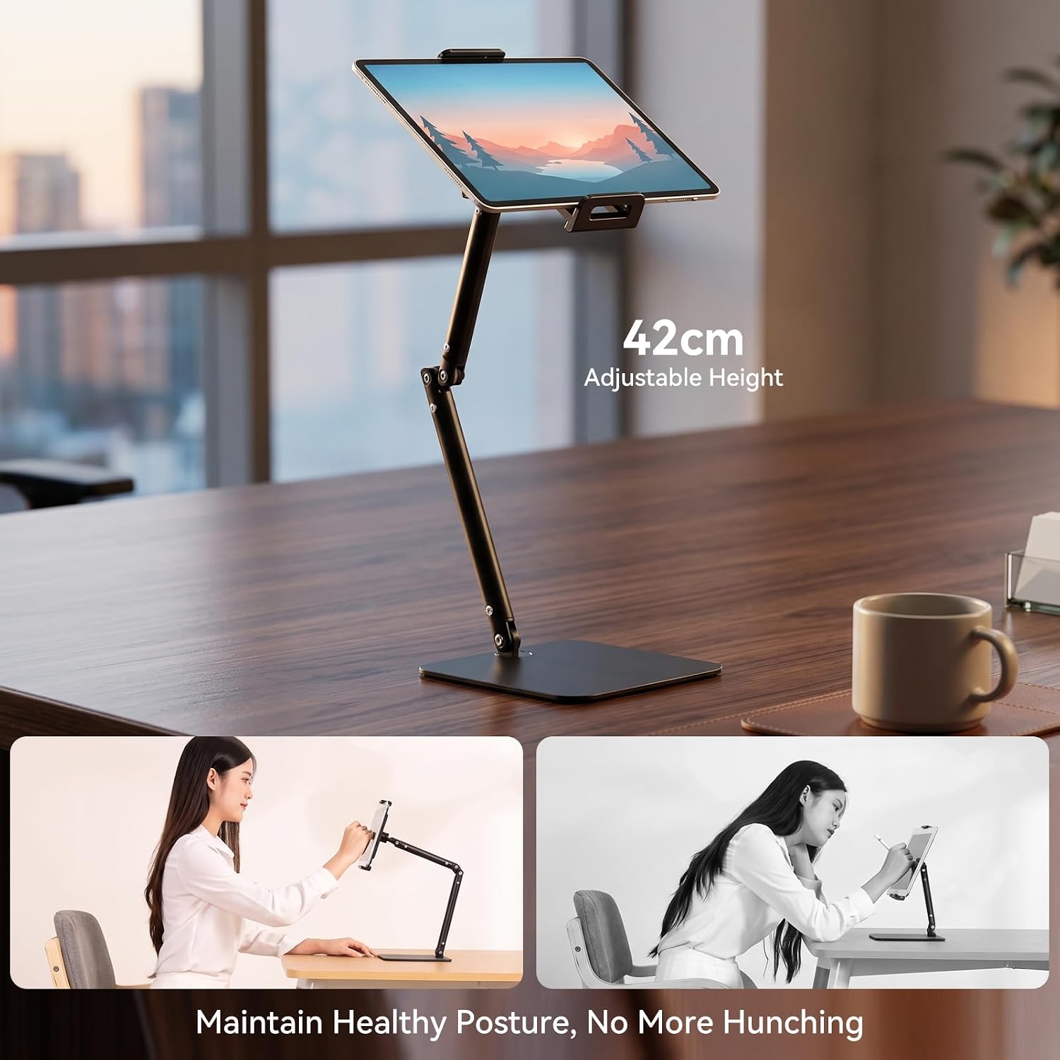 aceyoon Tablet Stand for Desk 9.5-16.5" Height Adjustable Cell Phone Holder image 3