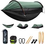 Tente de hamacs avec filet de mousse et d'ombre de soleil, extra grand pour 2 Person, Hamacs suspendus légers Straps d'arbre, tente de terrain de vie pour l'extérieur, randonnée, et Travel