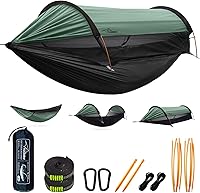 Vista 9 de Hamaca Tienda de Campaña con Mosquitera y Parasol, Extra Grande para 2 Personas, Hamacas Colgantes Ligeras con Correas para Árboles, Tienda Bivvy