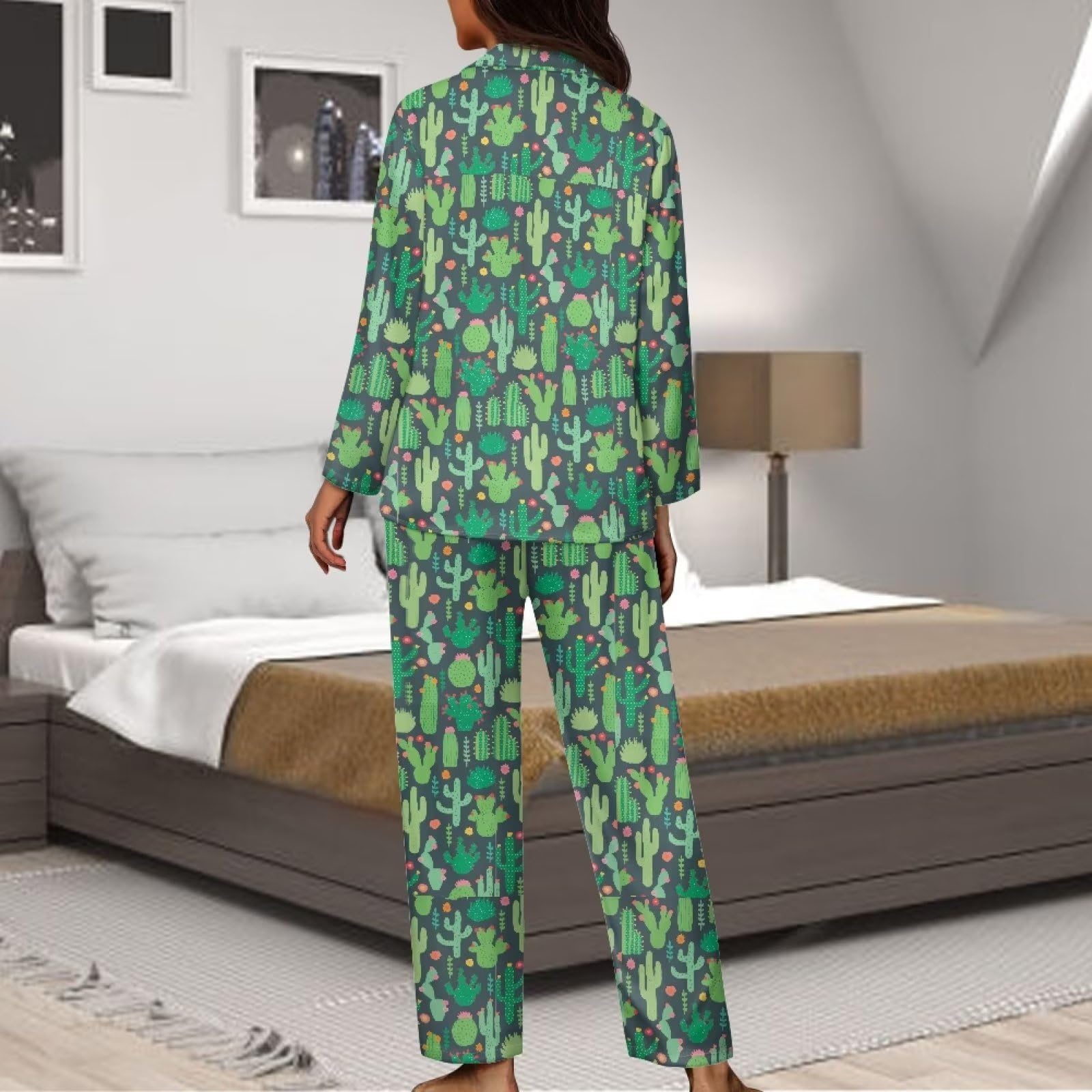 Renewold Conjunto de pijama de manga larga para mujer, ropa de dormir, tallas XS-4XL
