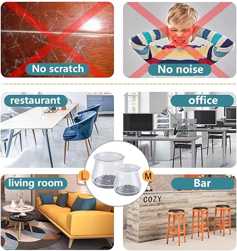 Miniatura 4 de 36 protectores de suelo para patas de silla, almohadillas de fieltro de silicona para patas de muebles, cubiertas para pisos de madera dura (se