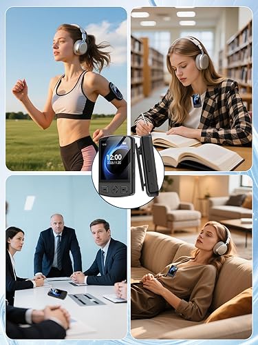 Miniatura 9 de Reproductor de MP3 con clip de 64 GB mini reproductor de MP3 con Bluetooth 5.2, reproductor de música MP3 portátil con auriculares, altavoz HiFi,