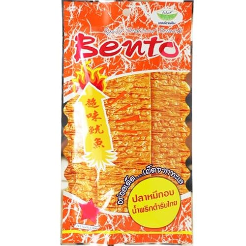 Bento Squid Seafood Snack Thai Original Chili Pasta Sabor Muy Caliente Peso 24 G (0.85 Oz) X 5 Bolsas