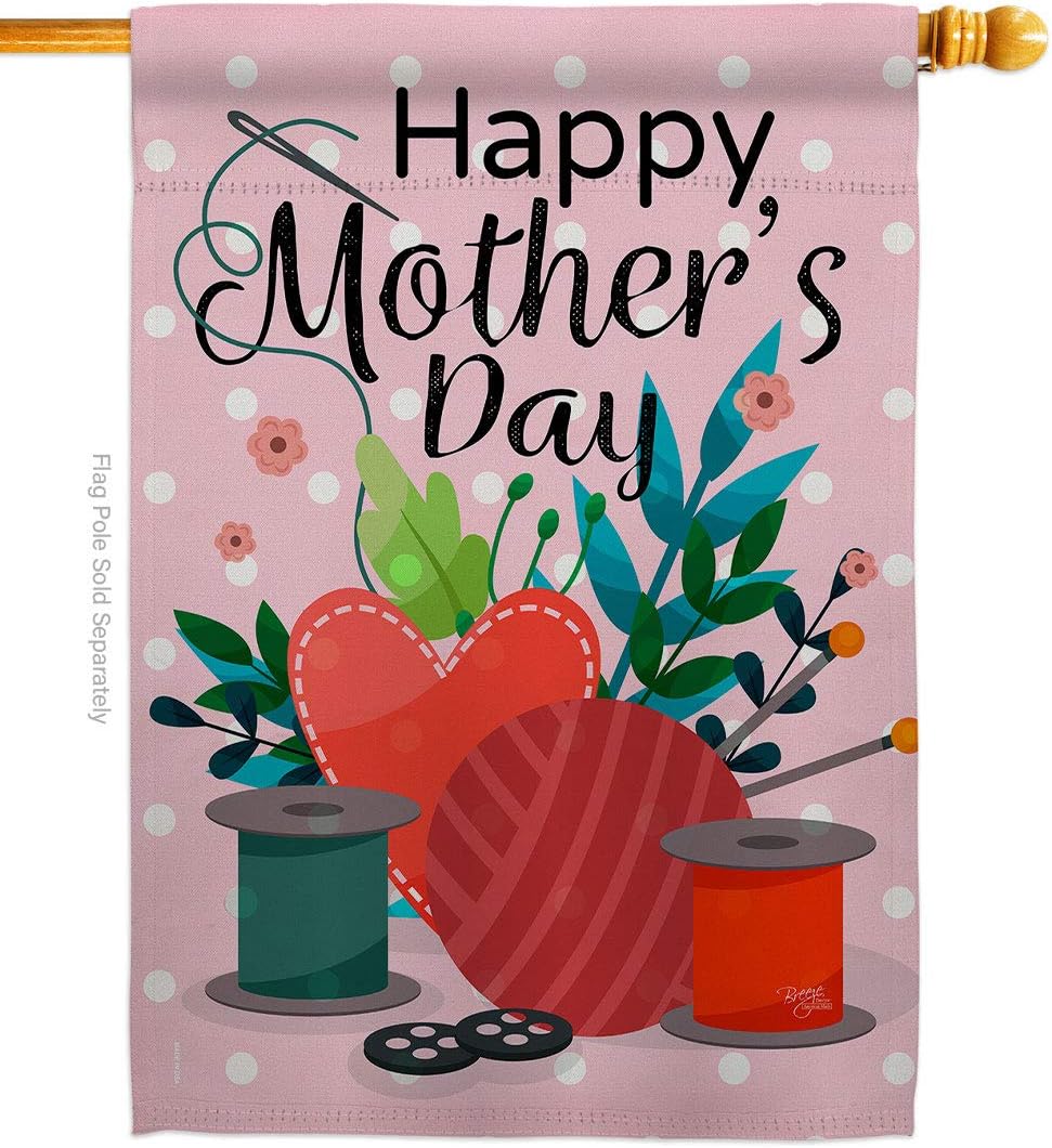 Happy Sweet Mothers Day House Flag Set Family Mother Mom Mama Grandma Love Flowers Parent Sibling Relatives Grandparent Small Decorative Gift Yard Banner Double-Sided Made In USA 28 X 40