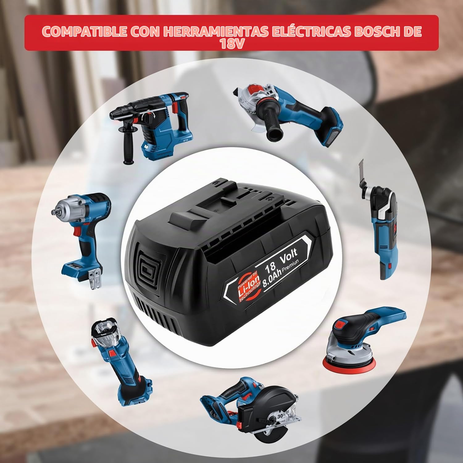 2 baterías de Repuesto de 18V 8,0Ah/8000 mAh para baterías de 18V BAT618 BAT618G BAT609 BAT619 BAT619G BAT610G BAT610 BAT612 BAT622 de 18 V