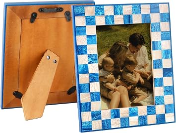 CLEENTABLE Epoxy Resin Photo Frame, Blue/White, Set of 2 | Handcrafted epoxy resin, waterproof, wall and tabletop display, vintage style, gift-ready