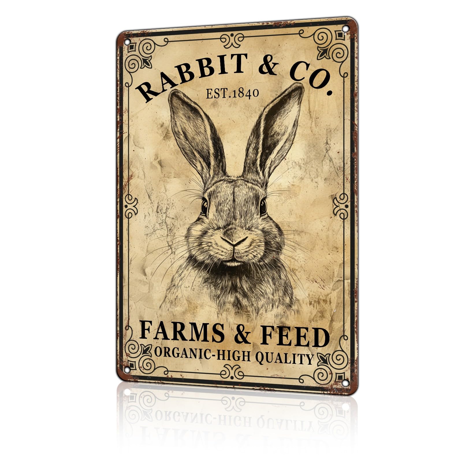 Anceky Rabbit & Co Farms & Feed Tin Sign Vintage Animal Sign Aluminum Metal Sign Wall Decor for Yard Outdoor Farmhouse Kitchen Home 12×8 Inch