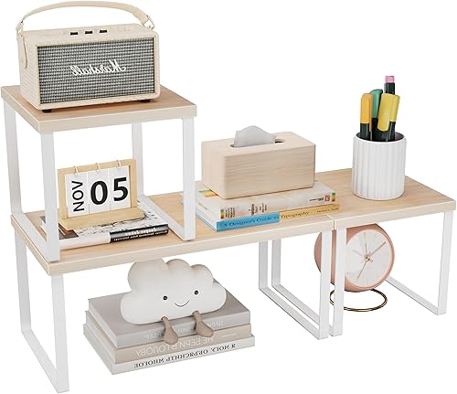 Aothia Estante de escritorio de madera para la parte superior del escritorio, organizador de estantería ajustable de 2 niveles, estantes apilables disponible en Yaxa Costa Rica