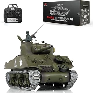 wheelfun Heng Long RC Tank 3898 RTR 2.4G 1/16 7.0 Upgraded M4A3 Sherman Metal Tracks 340Â° Rotating Turret Infrared Combat