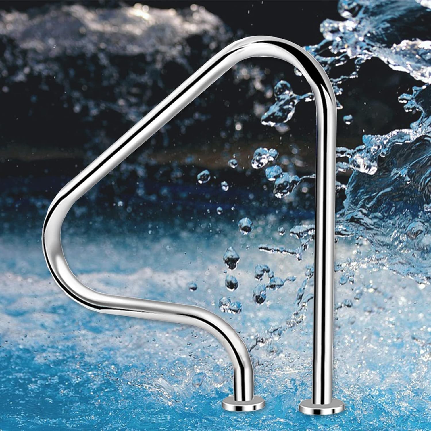 KLZUOPT Swimming Pool Safety Hand Rail Swimming Pool Stair Rail, Pool Handrail for In Ground Swimming Pools Easy Mount 31.5 in Handrail Swimming Pool Stair Step Railing,Stainless Steel Hand Grab Rail