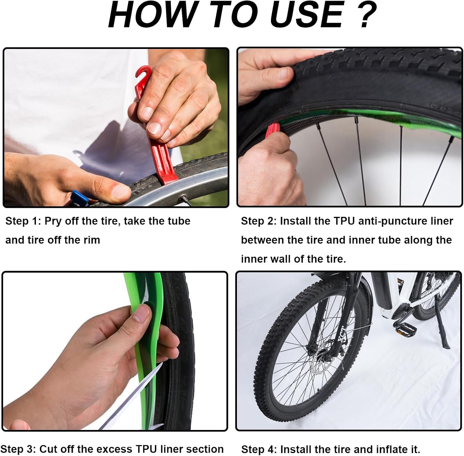 Bike Tire Liner, Inner Tube Bicycle Flat Protector Help Prevent Flats and Punctures Compatible Protects Inner Tire Tube with TPU Liner with 12" 16" 18" 20" 24" 26" 27.5" 29" 700C
