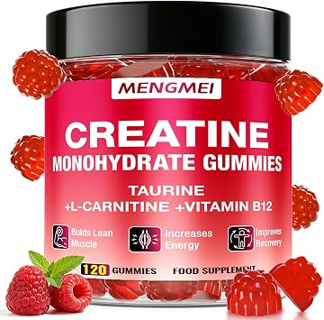 Creatine Gummies Complex, Creatine Monohydrate Gummies for Muscle Growth, Strength & Energy Support, Enhanced with Taurine & Vitamin B12, Pre-Workout Gummies for Men & Women, 120 Count