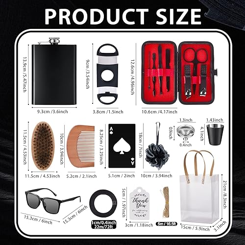 Miniatura 4 de Juego de 74 premios de baby shower para hombres, juego de 6 con frasco de cadera de acero inoxidable de 8 onzas con embudo abridor de botellas, kit