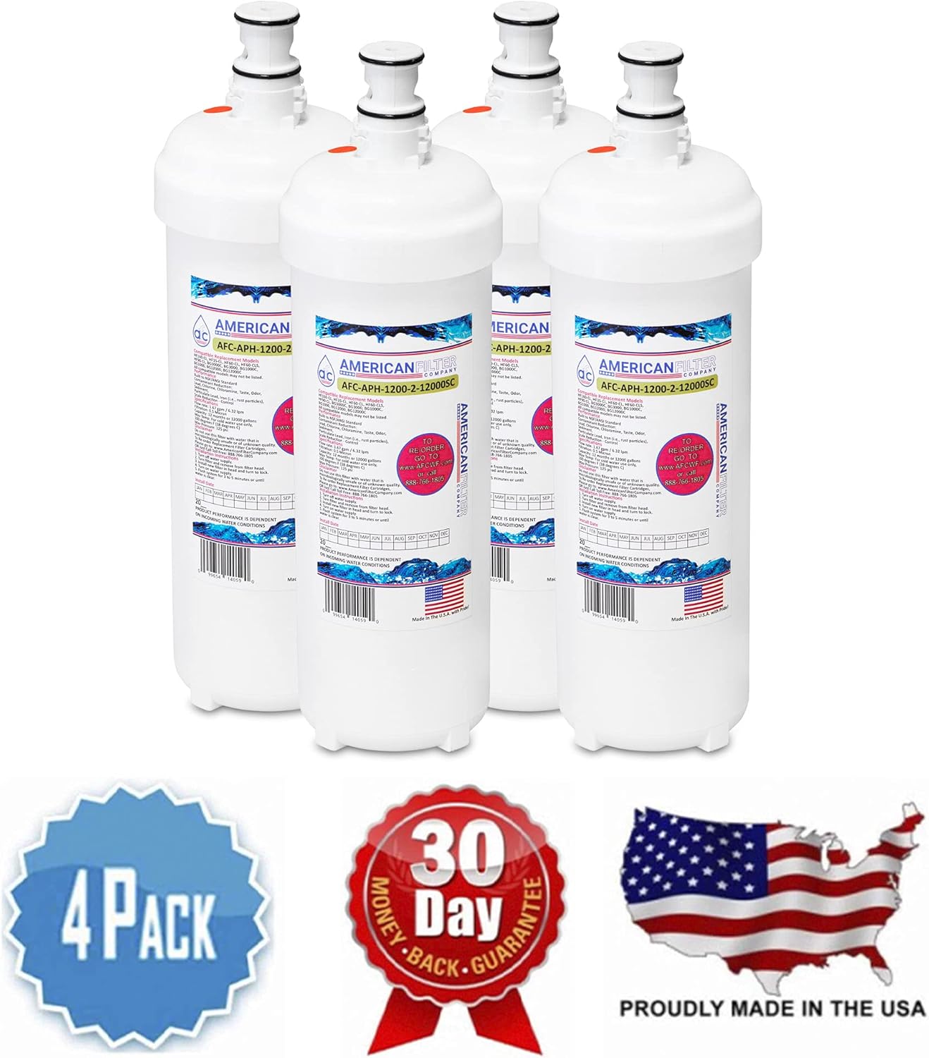 American Filter Company®, water filter, Model # AFC-APH-1200-2-12000SKC, Compatible with Body Glove(R) BG-1000 BG-1000C Filters New American Filter Company® Model # AFC-APH-1200-2-12000SC 4-Filters